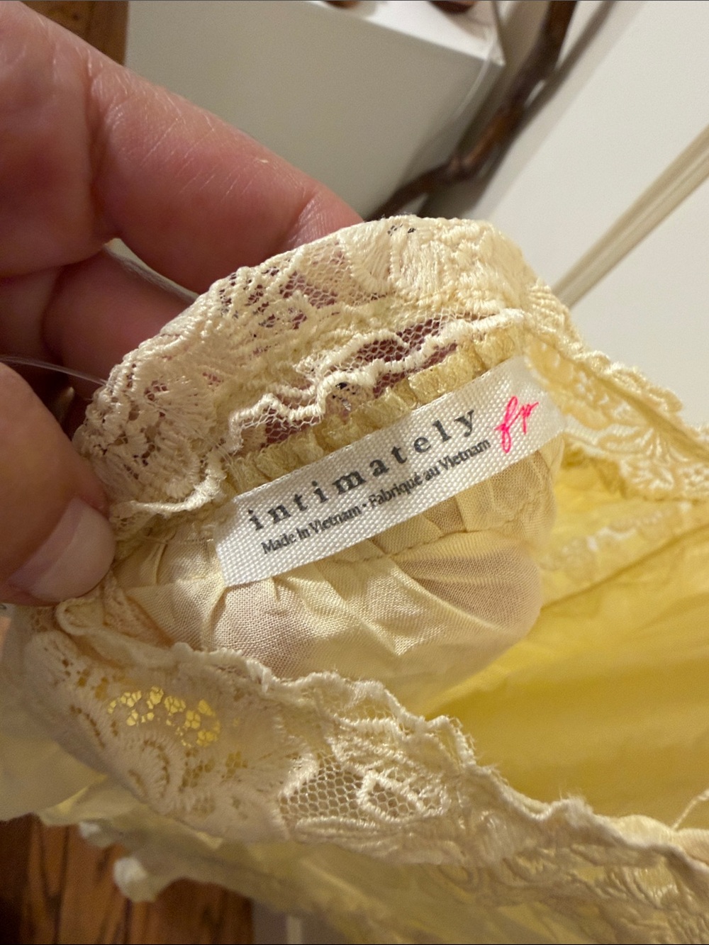 Free People Pale Yellow Lace-Trim Slip Chemise - Picture 4 of 5